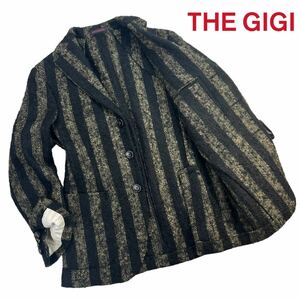 定価11万 美品 THE GIGI ザジジ DEGAS MI 3Bテーラードジャケット サイズ42/XS-S相当 カーキグレー×ブラック 毛羽立ち有 イタリア製 A2458