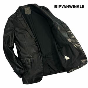 定価10万超 極美品 rip van winkle リップヴァンウィンクル 2Bレザーテーラードジャケット サイズS ブラック 牛革 美シルエット 肉厚 A2466