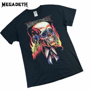 極美品 MEGADETH メガデス バンドTシャツ サイズM ヘヴィメタ 2015 スカル スーツ ブラック ギルダンボディ 音楽 フェス 人気 名作 A2495