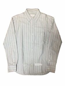 定価約3万 THOM GREY トムグレイ B.Dドレスシャツ サイズM グレー ストライプ トムブラウン 名作 日本正規代理店 THOM BROWNE 長袖シャツ