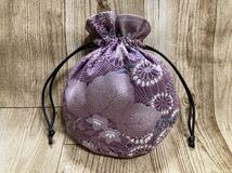 巾着袋 巾着　草花　花柄　和柄　丸底　ハンドメイド ミニ巾着 drawstring bag Japanese pattern handcrafted _画像1