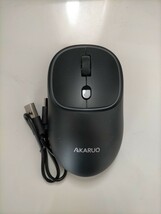 充電式ワイヤレスマウス　静音　Bluetooth, USB接続　ブルーLED　マウスパッド　説明書　充電コードタイプC付属_画像1