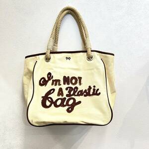 【B】【11166】☆★アニヤハインドマーチ　ANYA HINDMARCH トートバッグ キャンバス バッグ ショルダー ロゴ エコバッグ　★☆