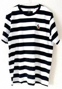 UNIQLO ユニクロ Disney T-shirt ディズニーグラフィックT ボーダークルーネックT 半袖 MEN L ブラック×ホワイト 未使用品 匿名配送