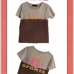 RYU SPORTS Tシャツ グラデーション ビッグロゴ Mサイズ Cotton100% ブラウン 半袖Tシャツ