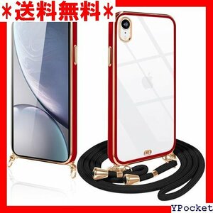 超人気 iPhone XR ケース ショルダー クリア iph 型 耐衝撃 シリコン メッキ加工 アイフォンXR レッド 108