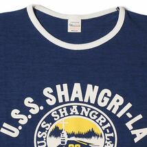 WAREHOUSE サイズM ネイビー×クリーム 4059 U.S.S. SHANGRI-LA リンガーTシャツ ウエアハウス_画像3