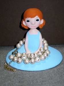 0409T6# clay doll #saka Moto kyo-ko jewelry stand [1] light blue bracele attaching / cotton pearl [.80]
