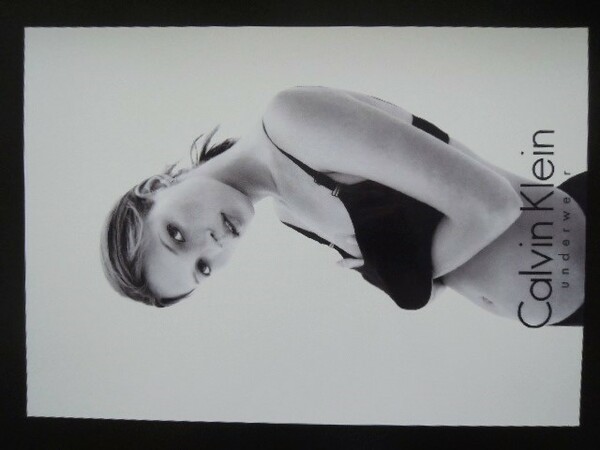 A4 額付き ポスター Kate Moss ケイトモス Calvin Klein ファッション モノクロ 額装 フォトフレーム