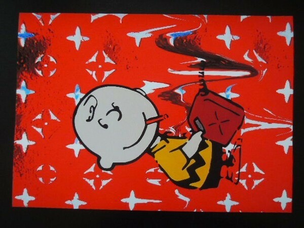 A4 額付き ポスター バンクシー LV チャーリーブラウン Banksy Snoopy ジャイアン Tシャツ ストリート アート