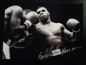 A4 額付き ポスター マイクタイソン Mike Tyson ボクシング 写真 エバーラスト Everlast グローブ 白黒