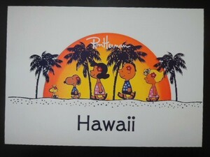 A4 額付き ポスター スヌーピー 日焼け チャーリーブラウン Hawaii サーフアート snoopy サンセット