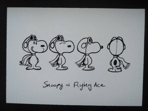 A4 額付き ポスター Snoopy as Flying Ace パイロット Black White フォトフレーム 額装済み