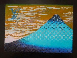 A4 額付き ポスター 富士山 Fujiyama モノグラム 青富士 Blue Fuji 葛飾北斎 浮世絵 フォトフレーム 額装済み