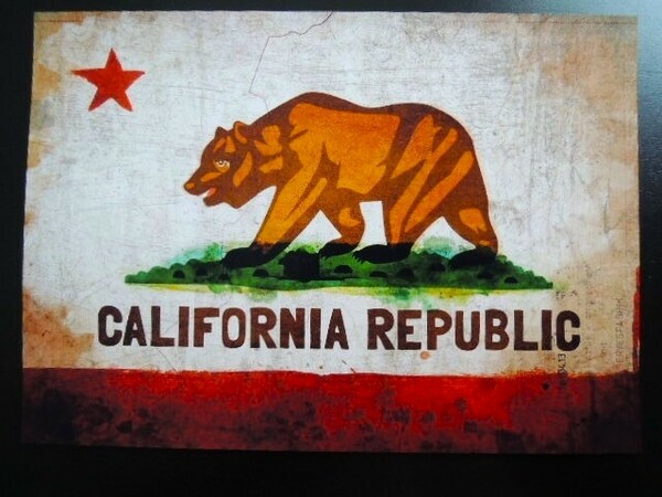 A4 額付き ポスター CALIFORNIA REPUBRIC カリフォルニア 旗 クマ Grizzly Art フォトフレーム 額装済み