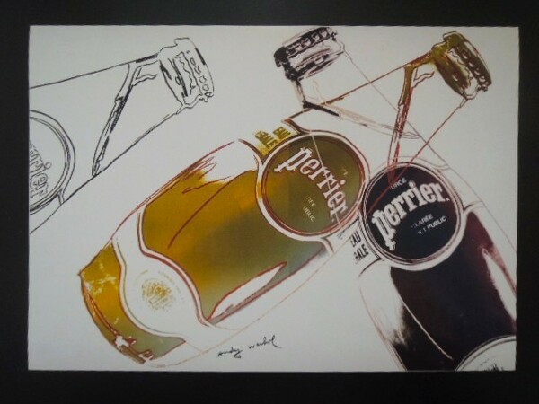 A4 額付き ポスター アンディウォーホル Andy Warhol ペリエ Perrier ボトル 炭酸 水 ボトル 額装済み フォトフレーム