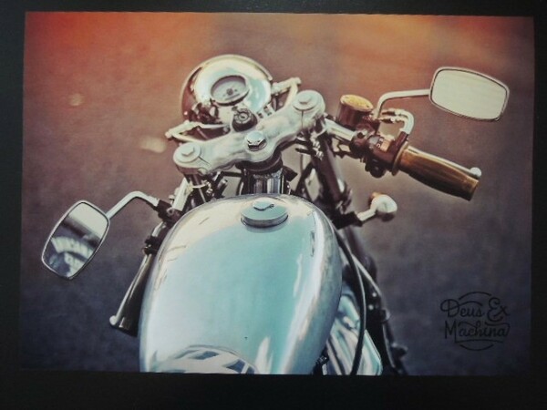 A4 額付き ポスター YAMAHA バイク SR400 アルミタンク セパハン デウスカスタム 額装済み フォトフレーム