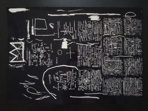 A4 額付き ポスター バスキア ストリート アート Basquiat ジャン＝ミシェル・バスキア Black White 壁画