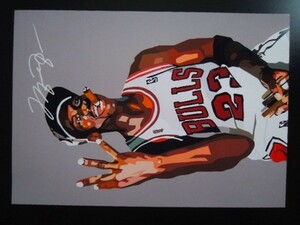 A4 額付き ポスター マイケルジョーダン 葉巻 バスケ NBA ブルズ Michael Jordan サイン アート 絵