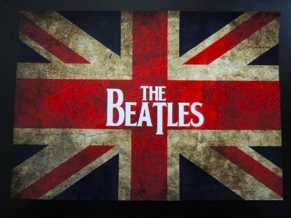 A4 額付き ポスター ビートルズ The Beatles イギリス 国旗 ユニオンジャック 額装済み フォトフレーム 