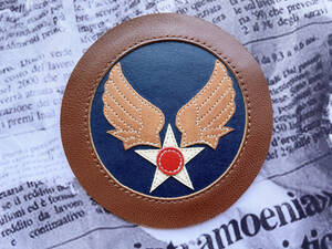 ＝★Leather craft★Airforce Mark Patch★＝(Brown Round Frame)