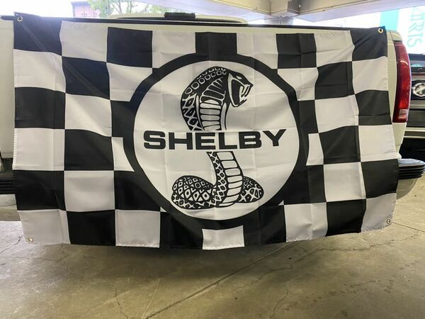 SHELBY ロゴ シェルビー フォード マスタング バーナー フラッグ 旗 ガレージ アメリカン 装飾 看板 旗ポスター インテリア150×90 通し4つ