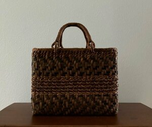  new arrival unused goods Nagano production worker hand-knitted ni color flower braided middle three braided . peach mountain .. bag 