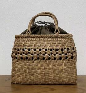  Nagano production size L worker hand-knitted net fee braided middle rose braided mountain ... bag ring handle 