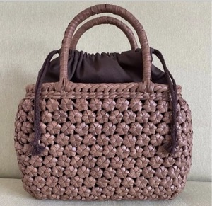  new goods size M Nagano prefecture production worker hand-knitted hexagon flower braided mountain ..... bag 