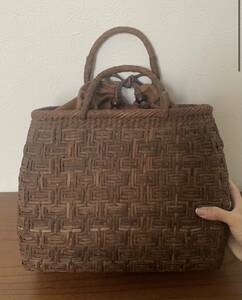  Nagano production superfine 3 millimeter most . worker hand-knitted turtle . net fee braided mountain ... bag ring handle size L