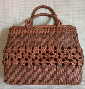  Nagano production worker hand-knitted middle rose net fee braided . peach mountain .. bag size L