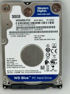 ノートパソコンHDD 　WD　500GB　HDD　WD5000LPCX　2.5インチ　SATA　シリアル番号 WX11A199YAYD