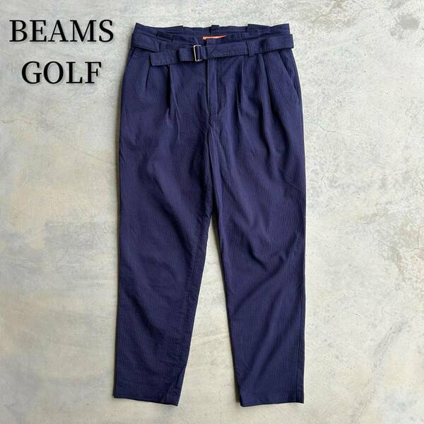 美品 BEAMS GOLF ツータックパンツ テーパード ベルト付き