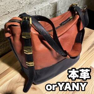 メンズ レザー 本革 トートバッグ ショルダーバッグ ゴールド金具 orYANY ツートンカラー オリヤニ