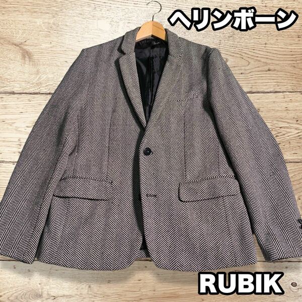 RUBIK テーラードジャケット ツイードジャケット ヘリンボーン Lサイズ グレー
