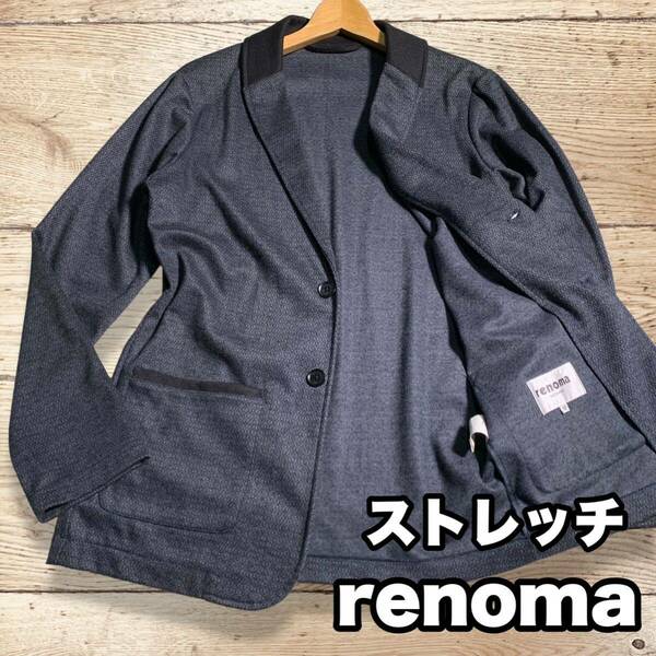 renoma homme ストレッチジャケット アンコンジャケット カジュアルジャケット Mサイズ テーラードジャケット ネイビージャケット 