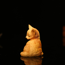 【柘植 木彫 動物】 ◆座る猫◆ ナチュラル/天然木製/手作り/ハンドメイド/細工彫刻/インテリア/プレゼント/縁起物_画像3