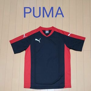 PUMA　プーマ　半袖プラクティスシャツ　M(大きめ)　ブラック×赤