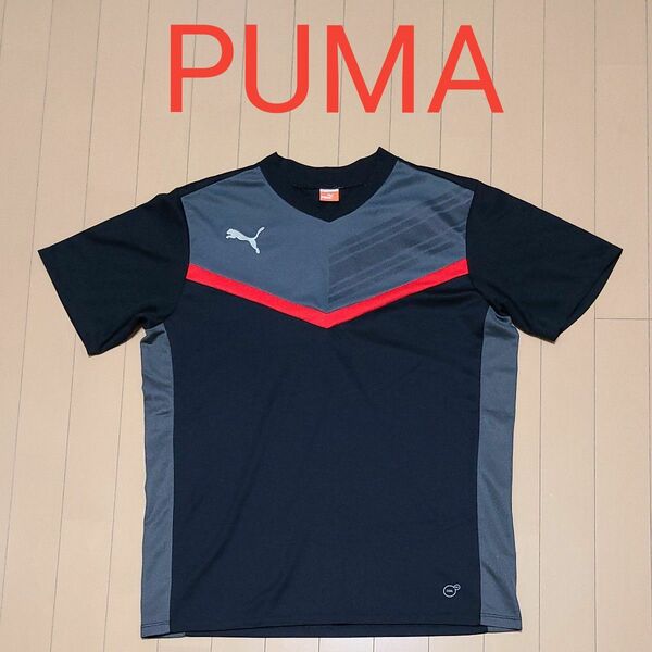PUMA　プーマ　半袖プラクティスシャツ　Oサイズ　COOL CELL　ブラック×グレー×赤