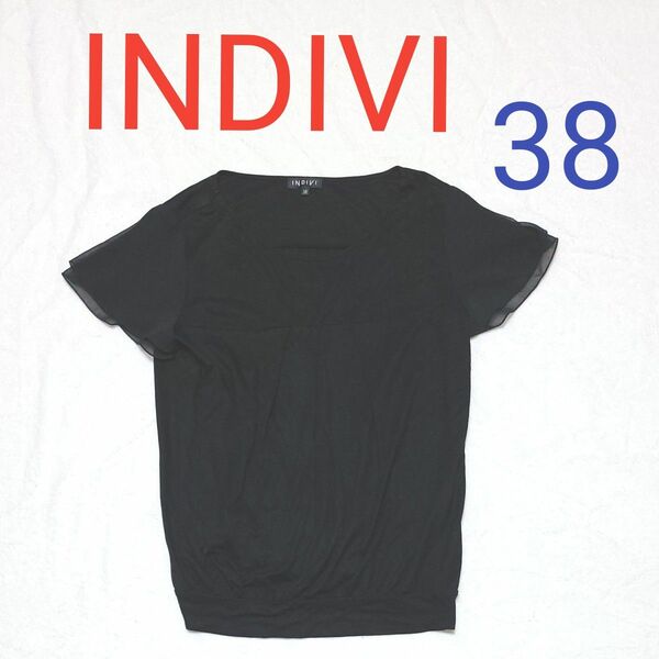 INDIVI インディヴィ　ノースリーブシャツ　38　ブラック