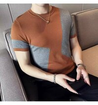 サマーニット カットソー カジュアル 半袖ニット メンズ サマーセーター ニットTシャツ グリーン 3XLサイズ 白_画像8