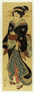 Art hand Auction Standing Beauty by Eizan Kikugawa, vertical diptych, painted by Eizan Kikugawa, Painting, Ukiyo-e, Prints, Kabuki painting, Actor paintings