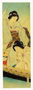 Art hand Auction Pinturas de belleza de Kunichika: Pesca (Título provisional: Pinturas de belleza: costumbres y caballeros) Pinturas de Kunichika, Cuadro, Ukiyo-e, Huellas dactilares, pintura kabuki, Cuadros de actores