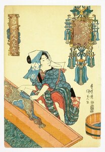 Art hand Auction Modern beauties in the flower garden, painted by Kunisada, Painting, Ukiyo-e, Prints, Kabuki painting, Actor paintings