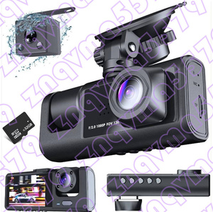 3カメラ ドライブレコーダー DEFART 小型ドラレコ 1080P フルHD画質 360度 全方位保護 170度超広角 3カメラ同時録画 32GB高速SDカード付き