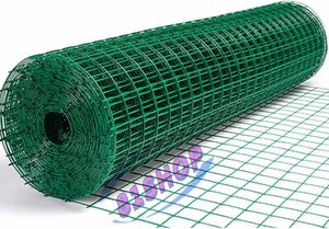 [81SHOP] easy wire‐netting fence, wire. diameter is 2mm mesh. hole. size is 6cm animal protection fence vegetable animal ba rear, green,1.5m(H)*30m