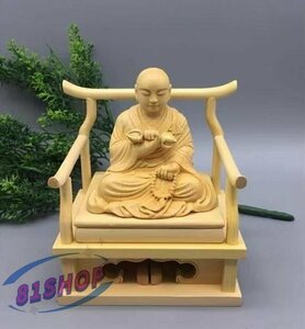 「81SHOP」 美品★空海 弘法大師座像 木彫仏像 仏教美術 精密細工