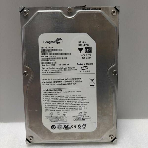 △35029時間 Seagate シーゲイト ST3300820SCE 3.5インチHDD 『正常判定』 300GB