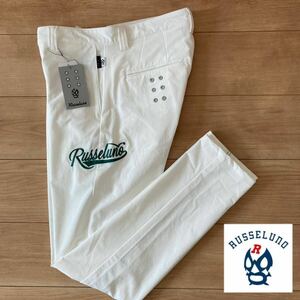 5\L новый товар обычная цена 37400 иен / трудно найти /RUSSELUNO russell no/ симпатичный стиль флаг Logo обтягивающий брюки стрейч брюки / белый белый 