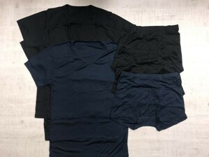 新品 シャルレ 下着 インナー Tシャツ/ボクサーパンツ メンズ 黒2組 紺1組 計3組 上下セットアップ ポリエステル100% M